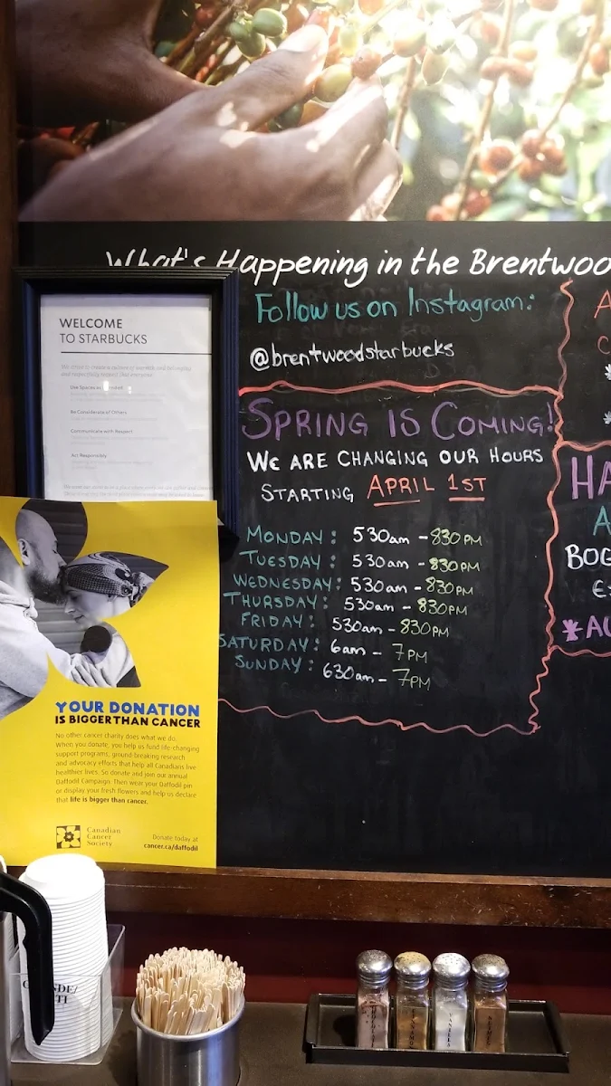 Menu, Starbucks Coffee Company