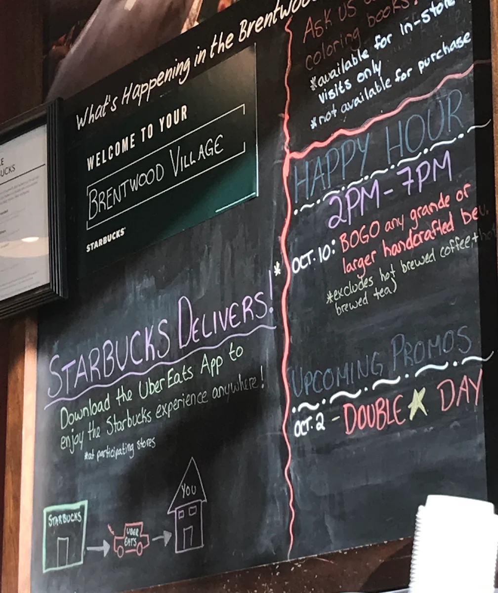 Menu, Starbucks Coffee Company