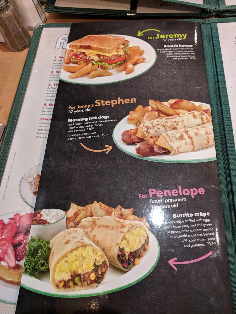 Menu, Cora Breakfast and Lunch