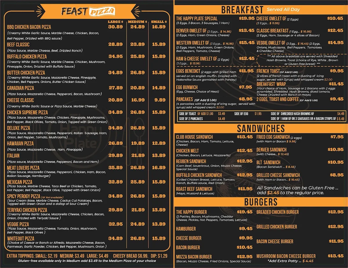 Menu, The Happy Plate Rathwell