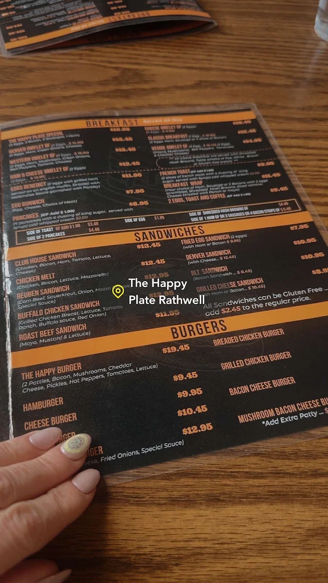 Menu, The Happy Plate Rathwell