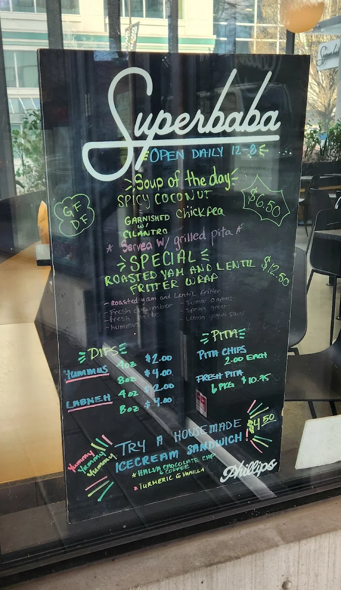 Menu, Superbaba (Victoria)