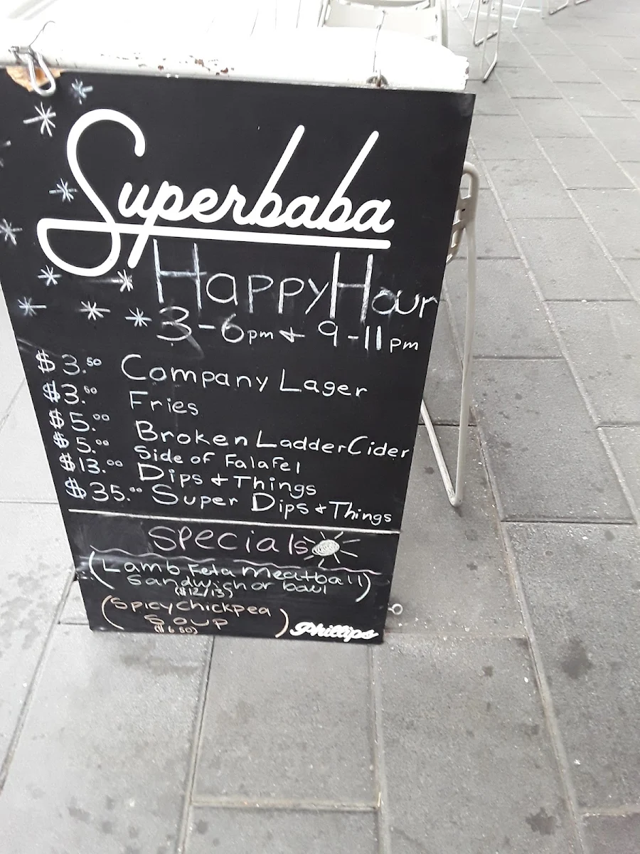 Menu, Superbaba (Victoria)