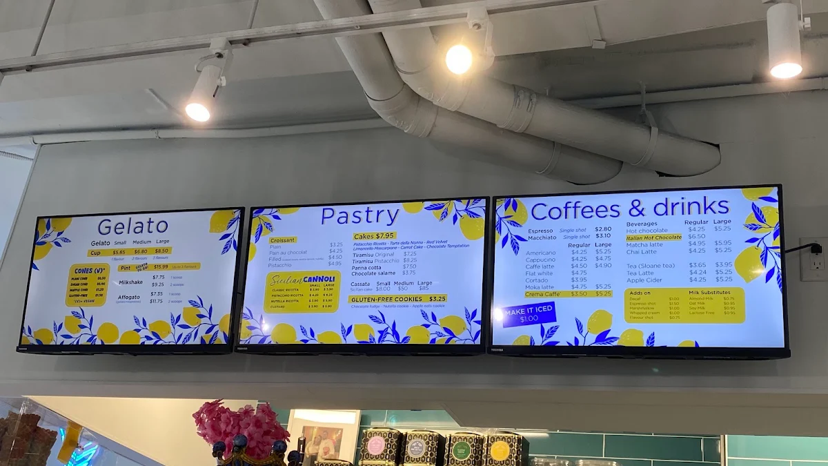 Menu, Mizzica Gelateria & Cafe