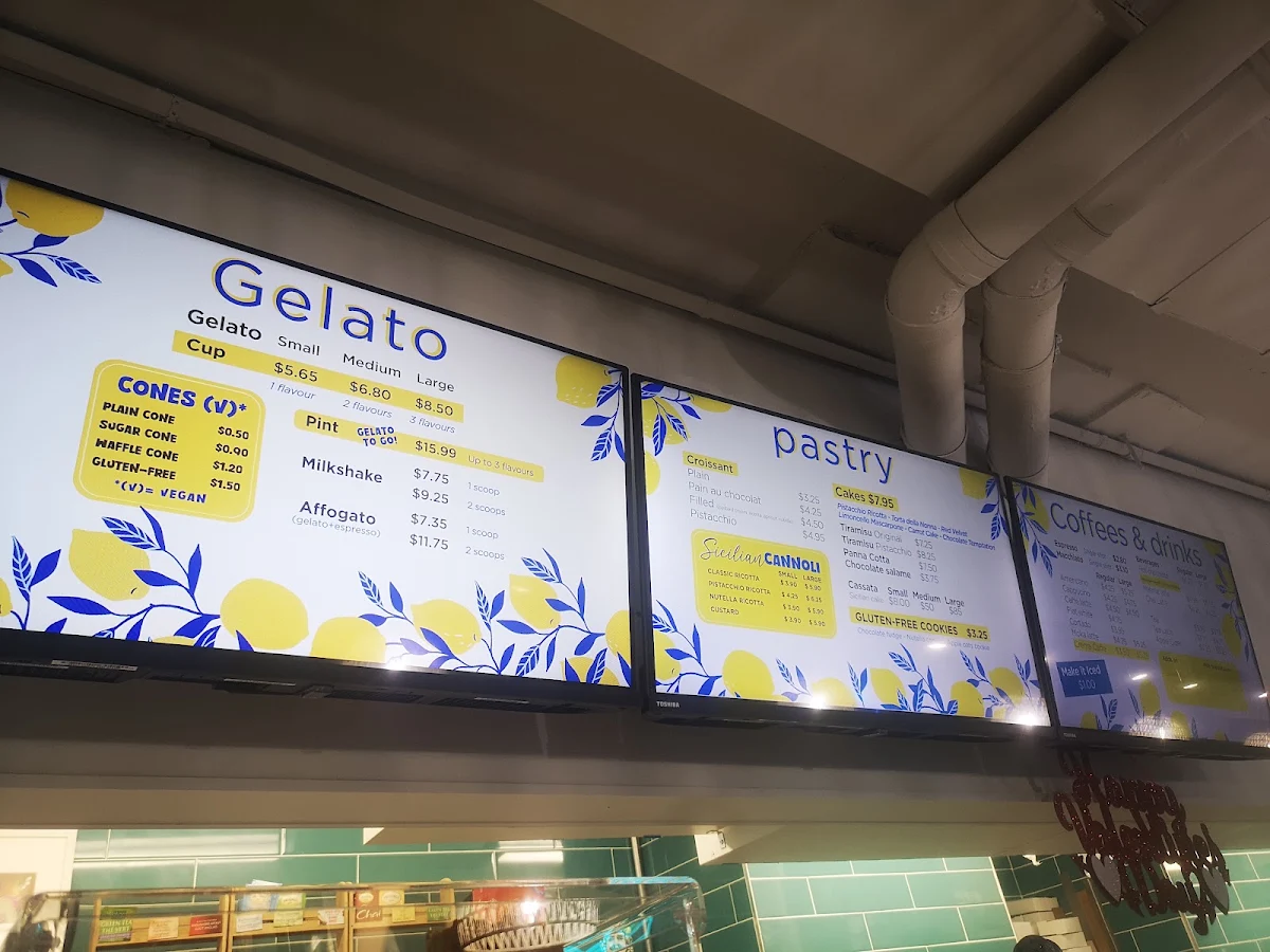 Menu, Mizzica Gelateria & Cafe
