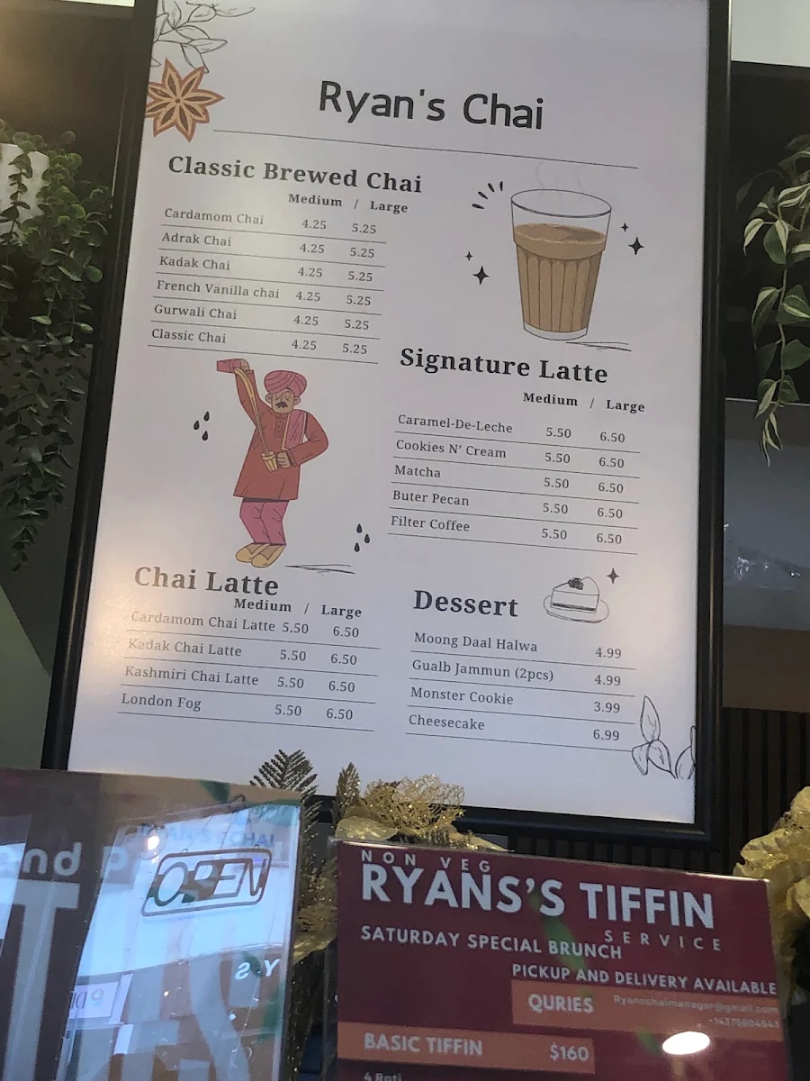Menu, Ryan's Chai