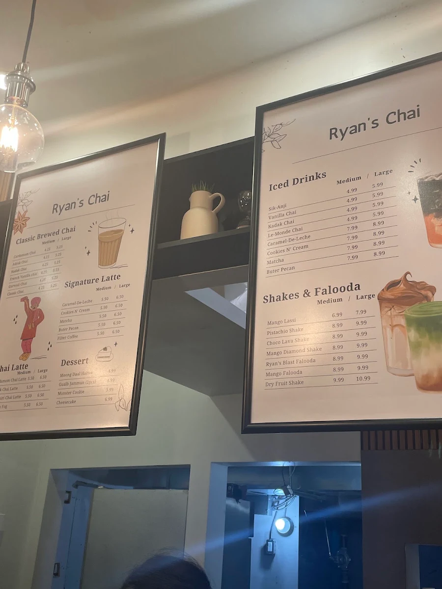 Menu, Ryan's Chai
