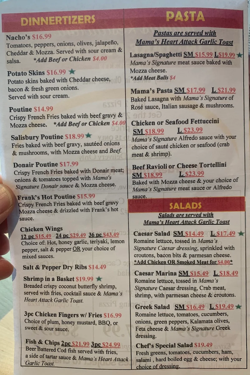 Menu, Mama's Restaurant Okotoks