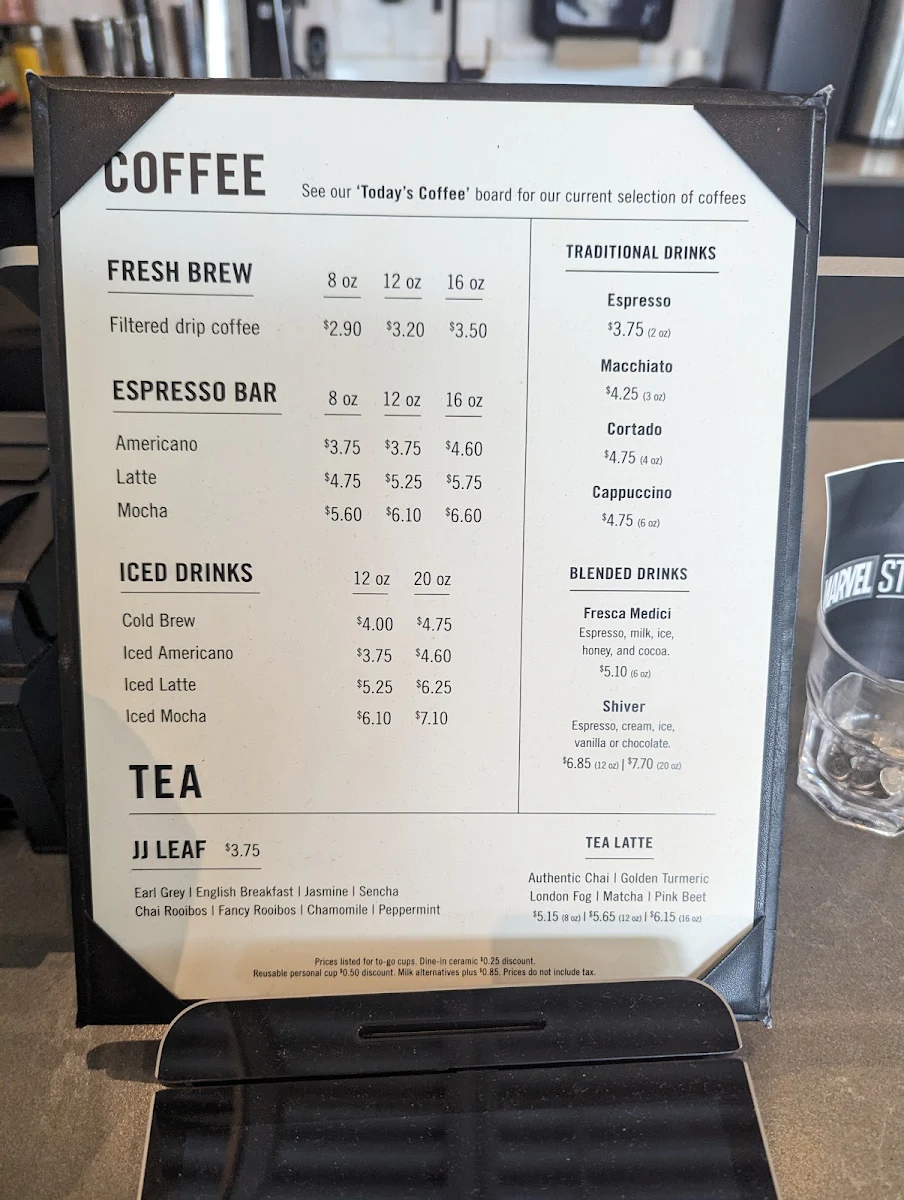 Menu, JJ Bean Coffee Roasters