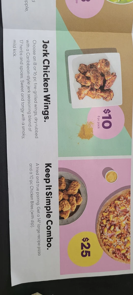 Menu, Panago Pizza