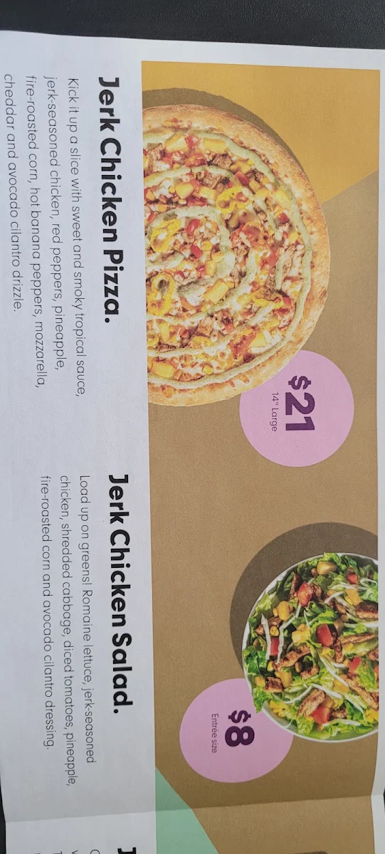 Menu, Panago Pizza