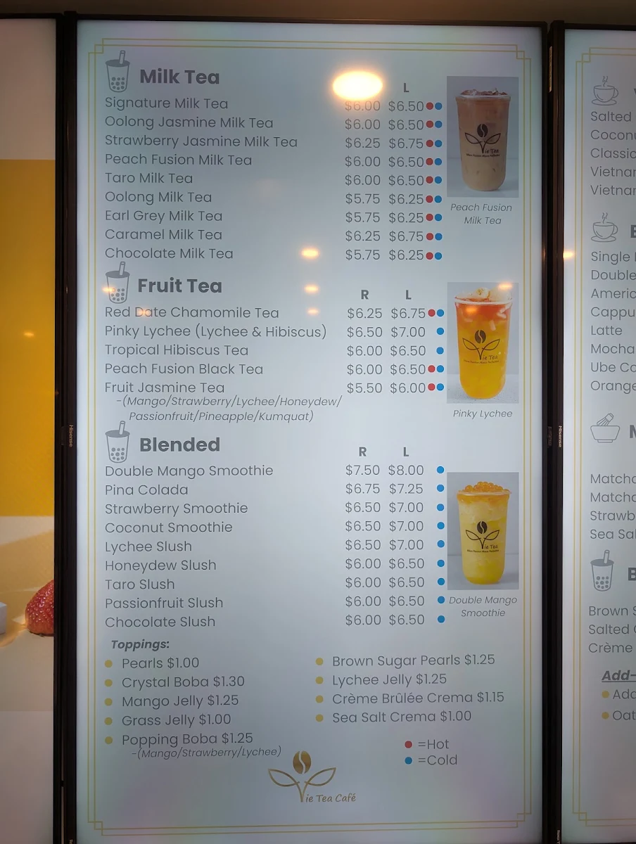 Menu, Vie Tea Café