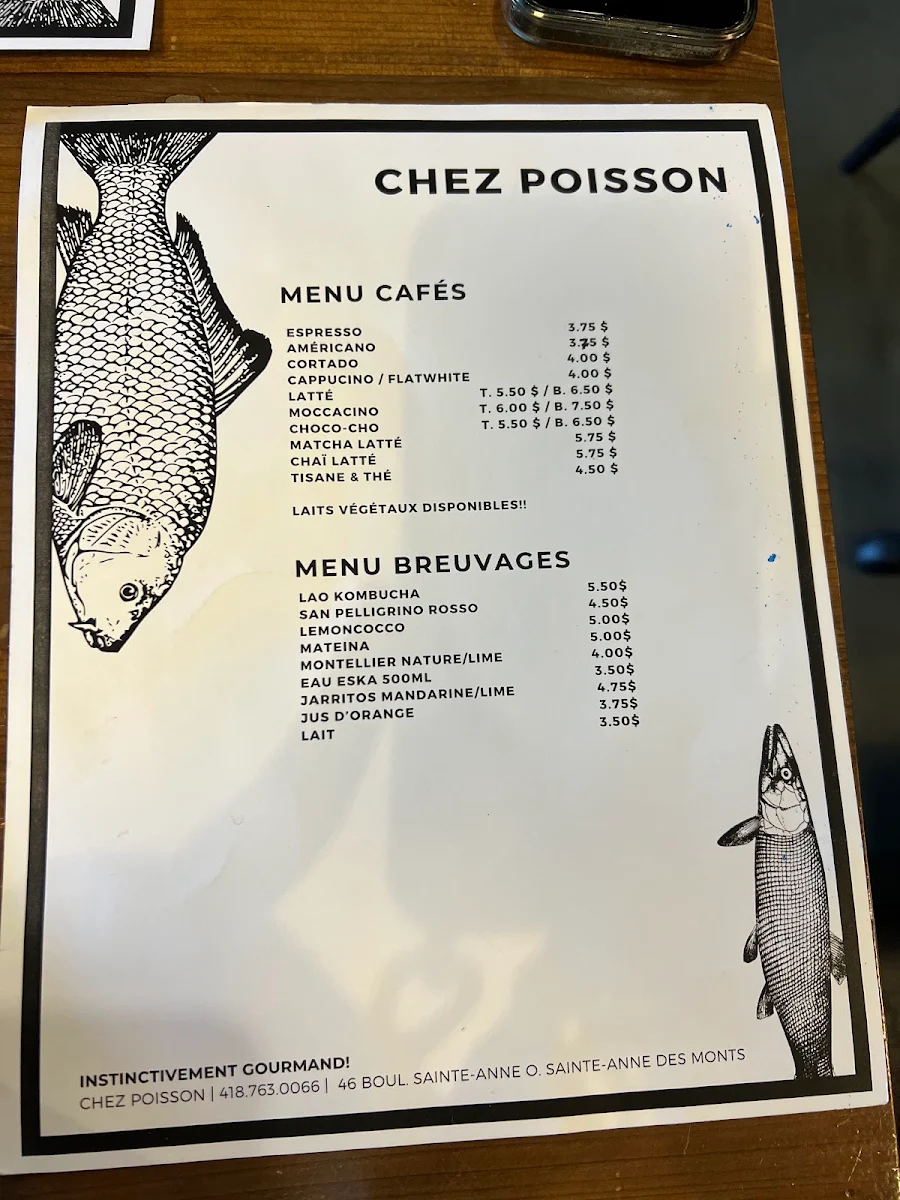 Menu, Chez Poisson