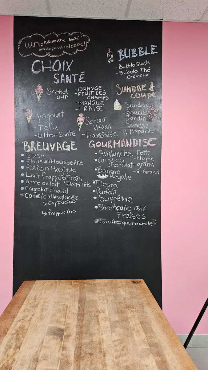 Menu, Bar Laitier l'Avalanche