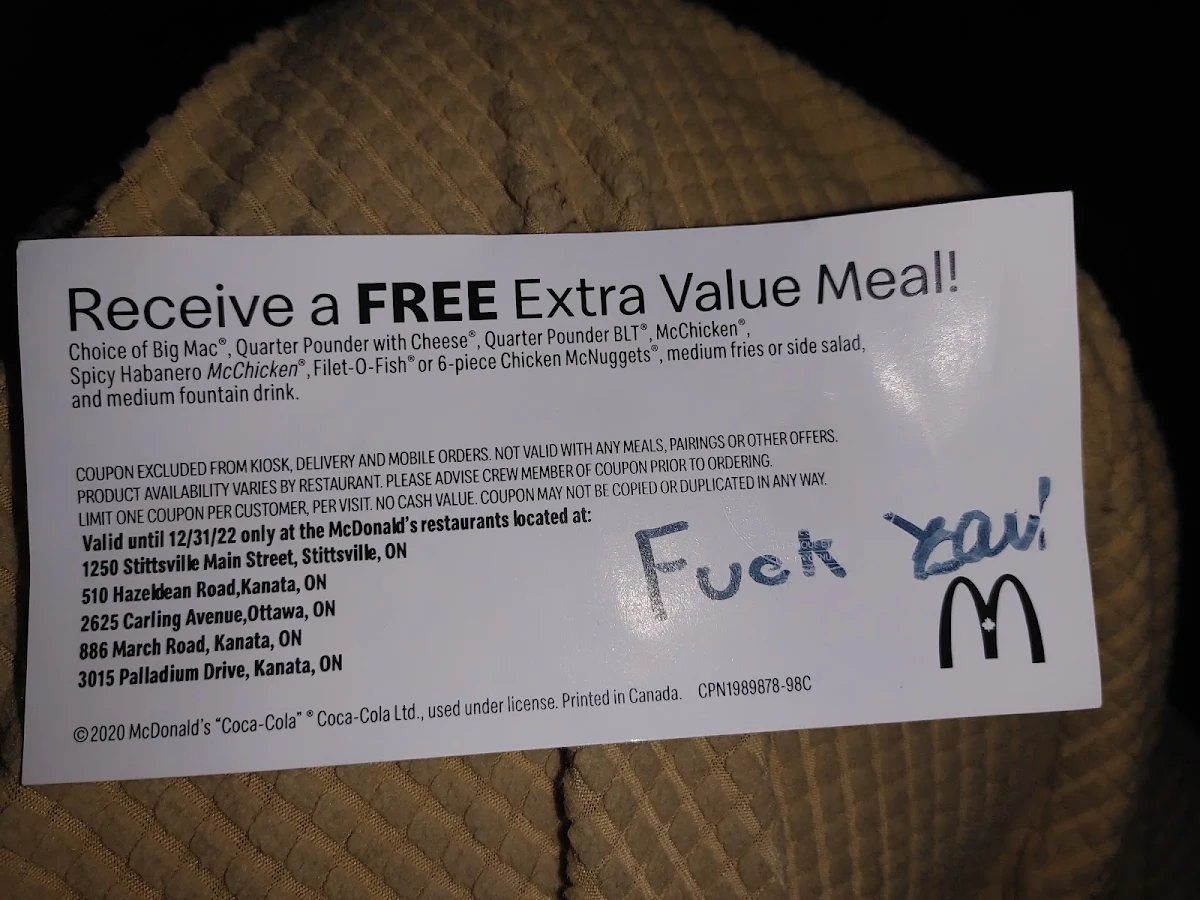 Menu, McDonald's