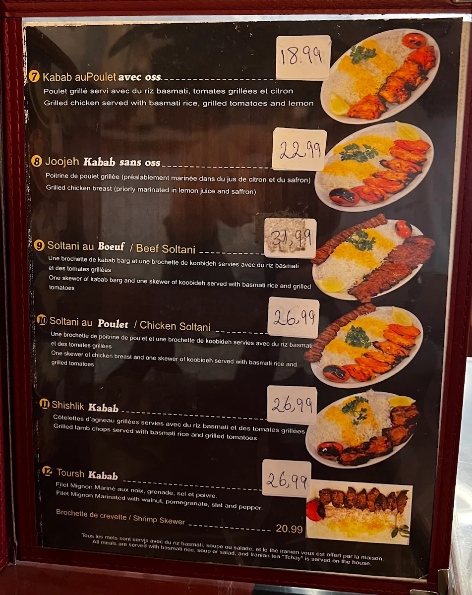 Menu, Khorasan Kabab