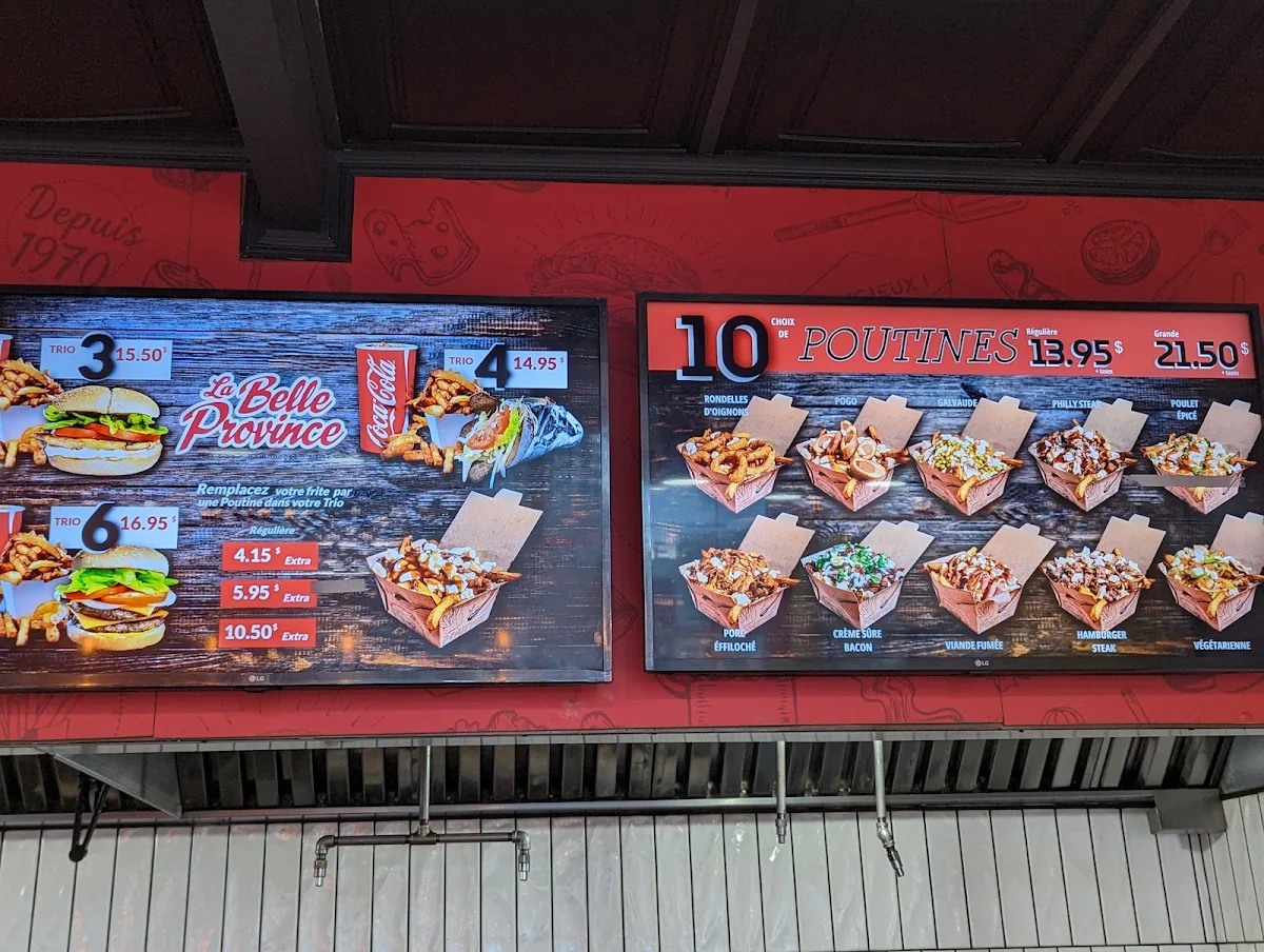 Menu, La Belle Province Express