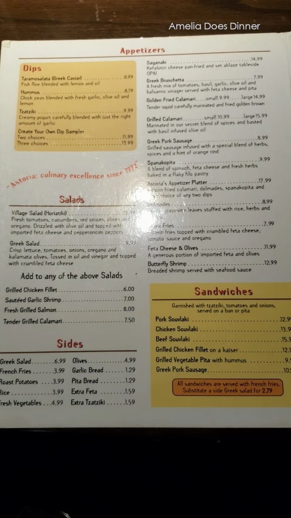 Menu, Astoria Shish Kebob House Vaughan