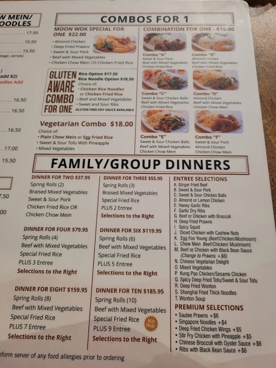 Menu, Moon Wok