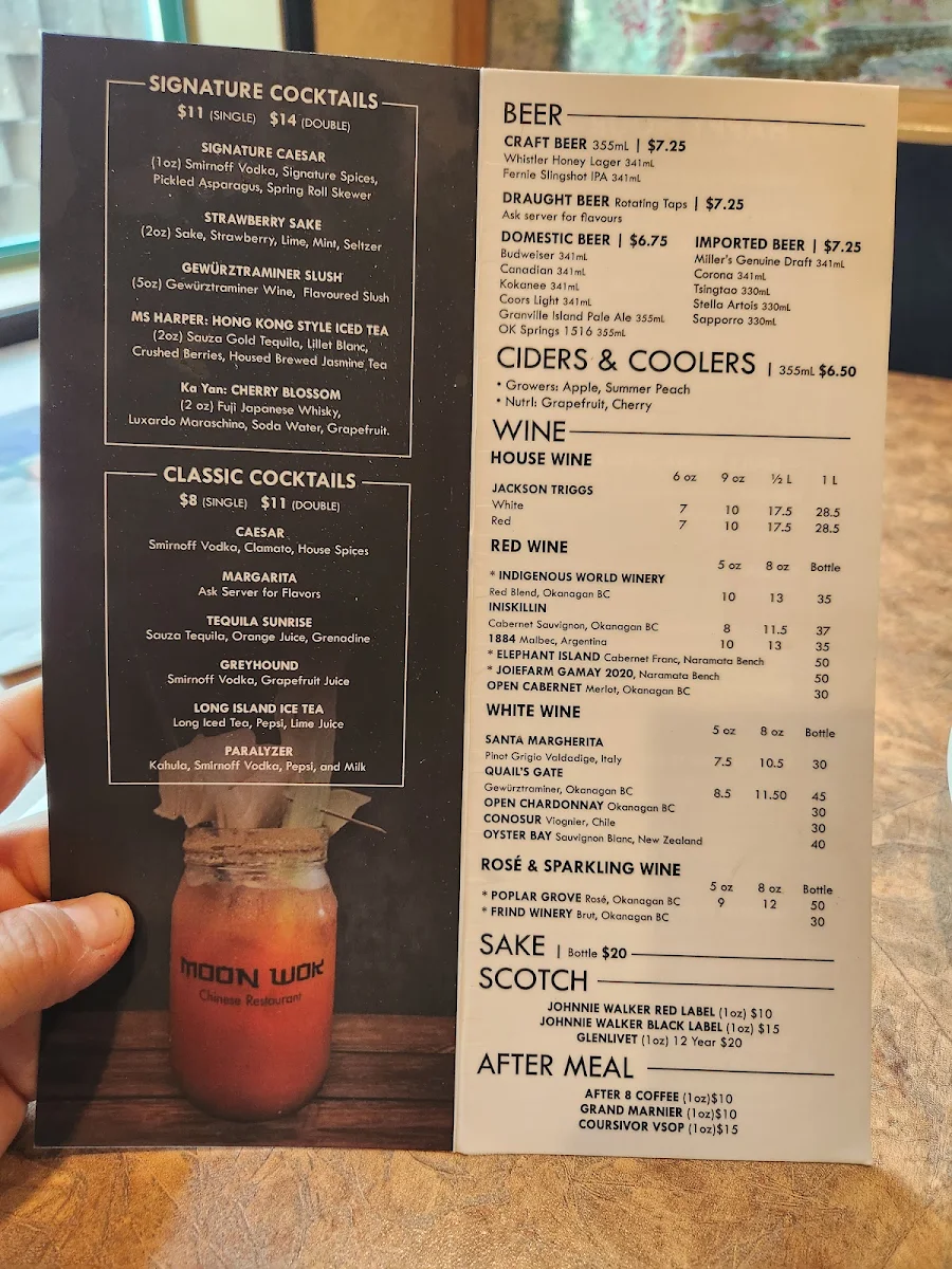 Menu, Moon Wok