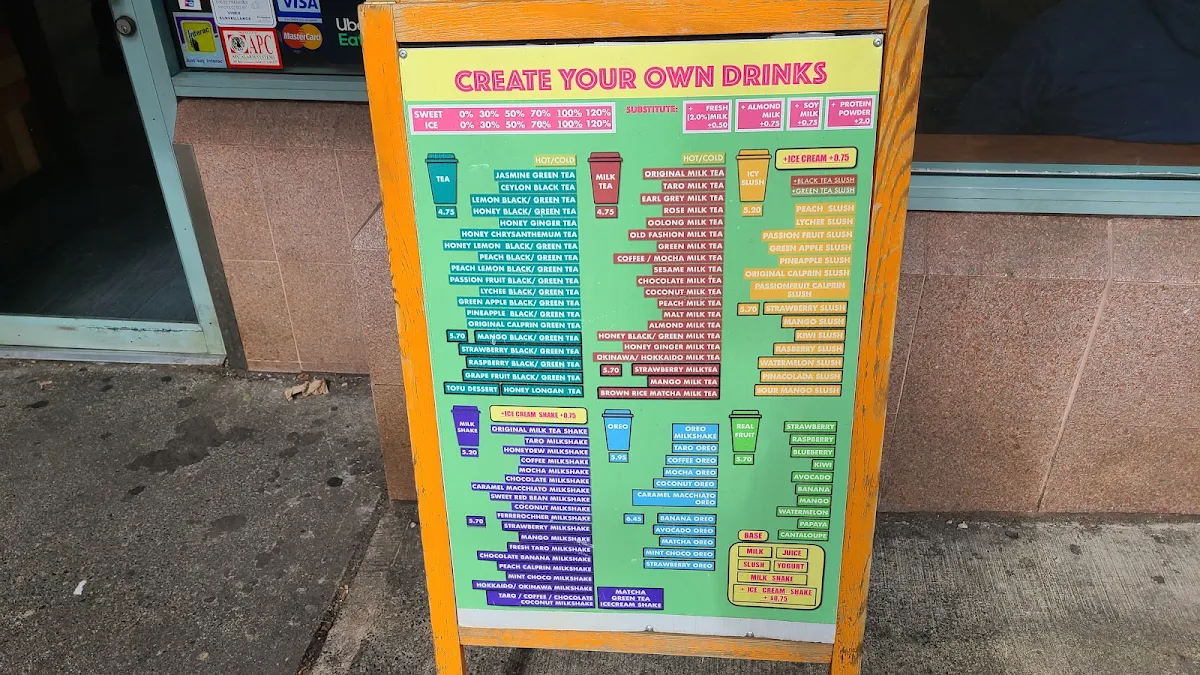 Menu, Bubble World Downtown