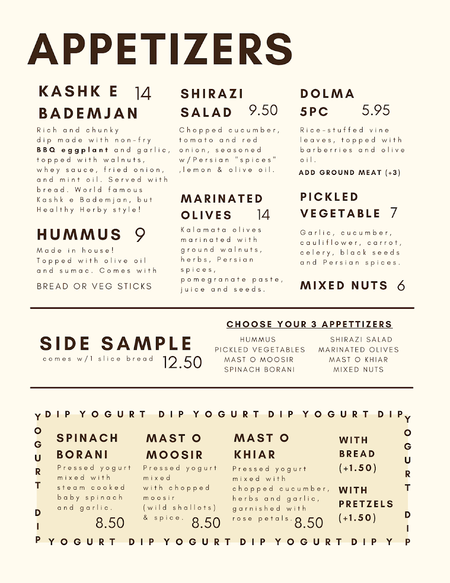 Menu, Herby Restaurant