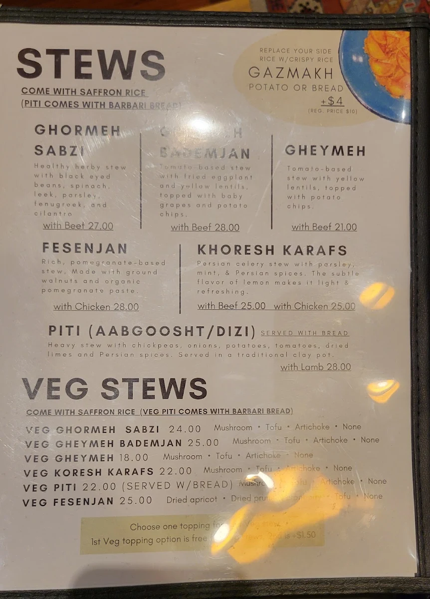 Menu, Herby Restaurant