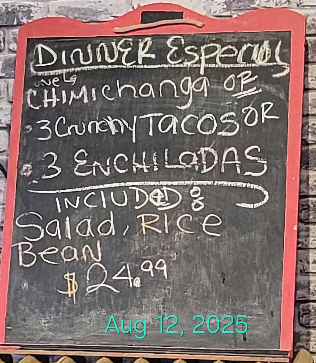 Menu, La Casa Mexicana