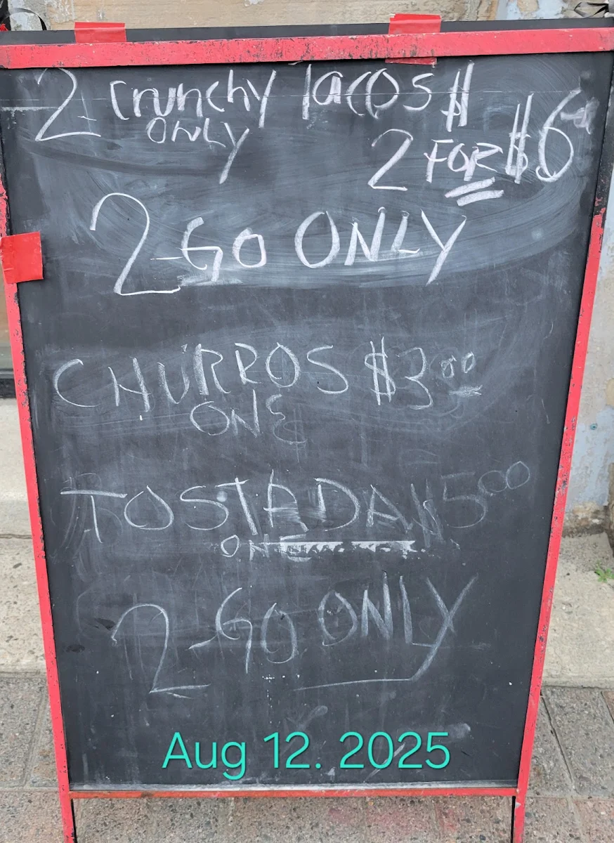 Menu, La Casa Mexicana