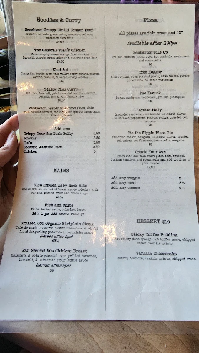 Menu, The Pony