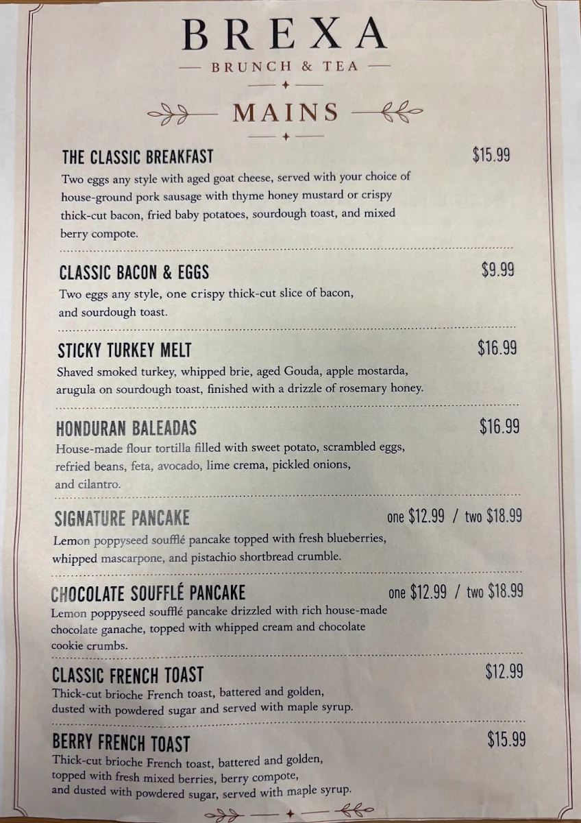 Menu, Brexa