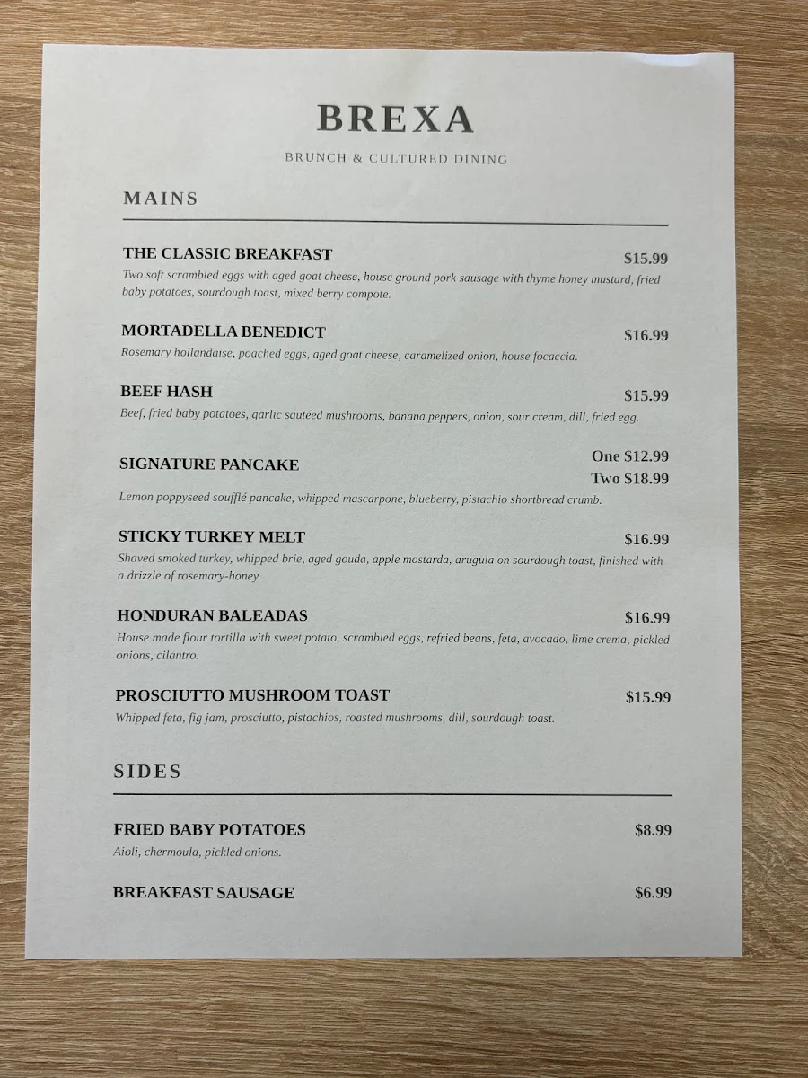 Menu, Brexa