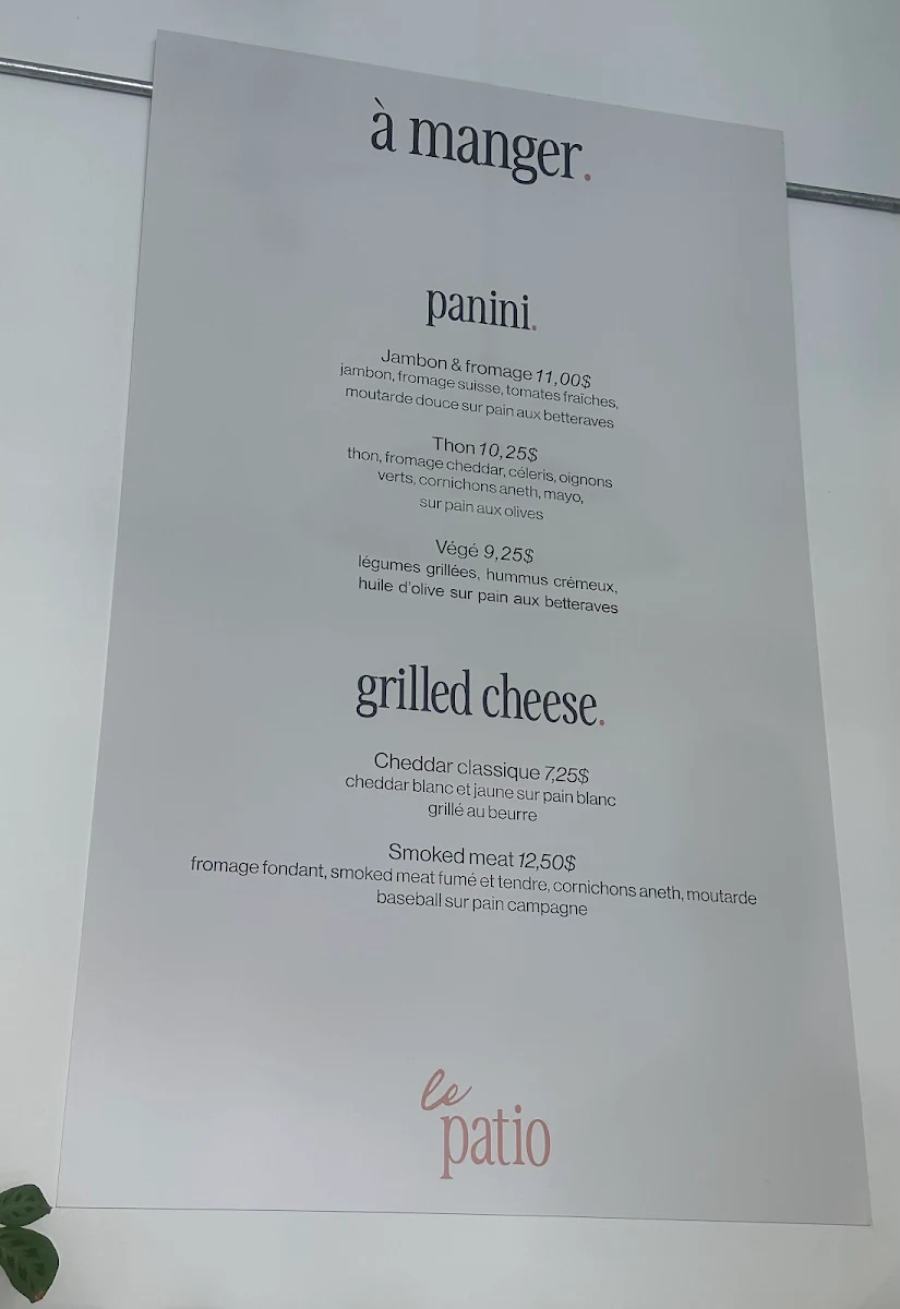 Menu, Le Patio