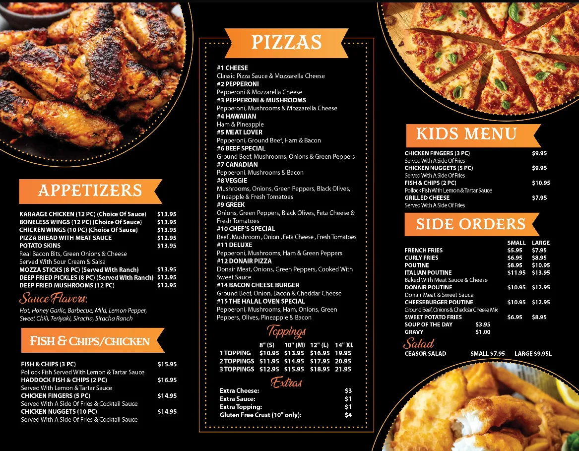 Menu, The Halal Oven
