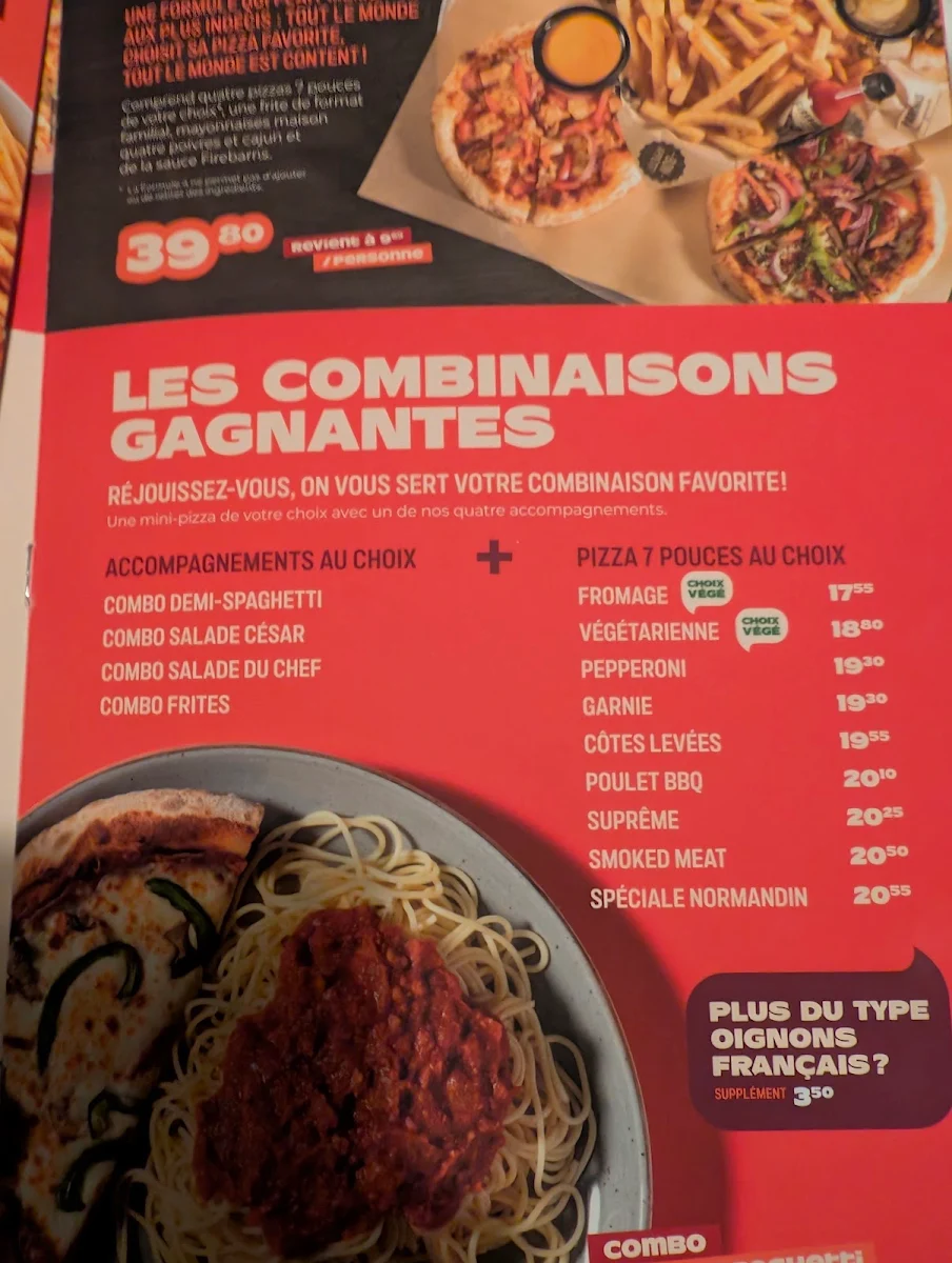 Menu, Restaurant Normandin Sherbrooke