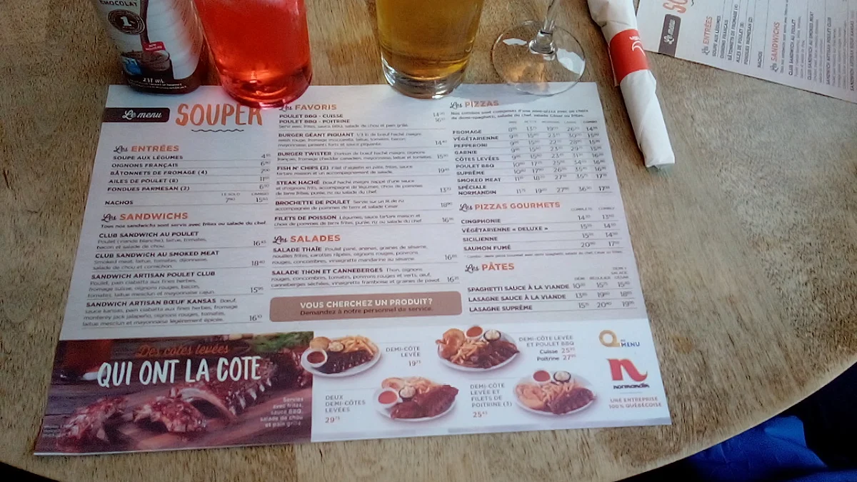 Menu, Restaurant Normandin Sherbrooke