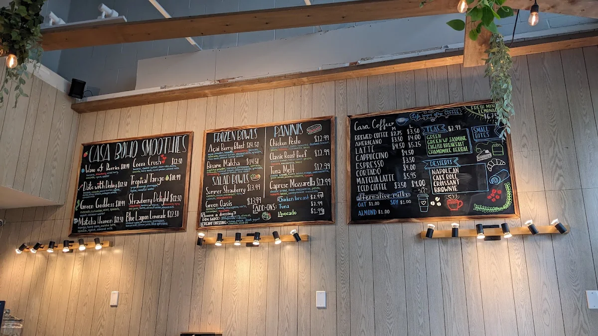 Menu, Casa Boho Juice Bar & Cafe
