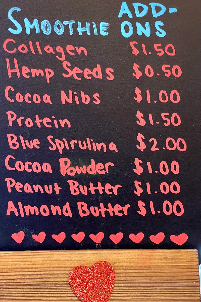 Menu, Casa Boho Juice Bar & Cafe