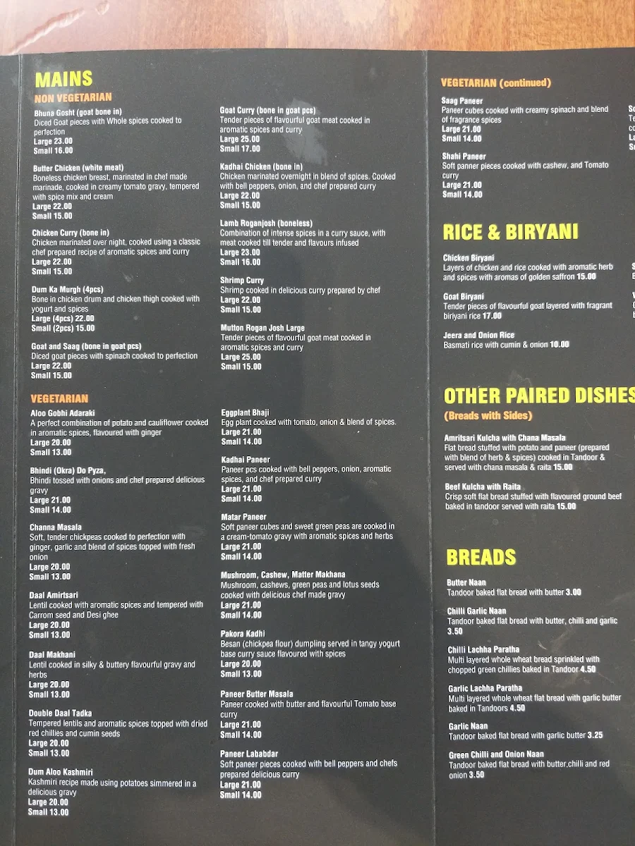 Menu, Nouska