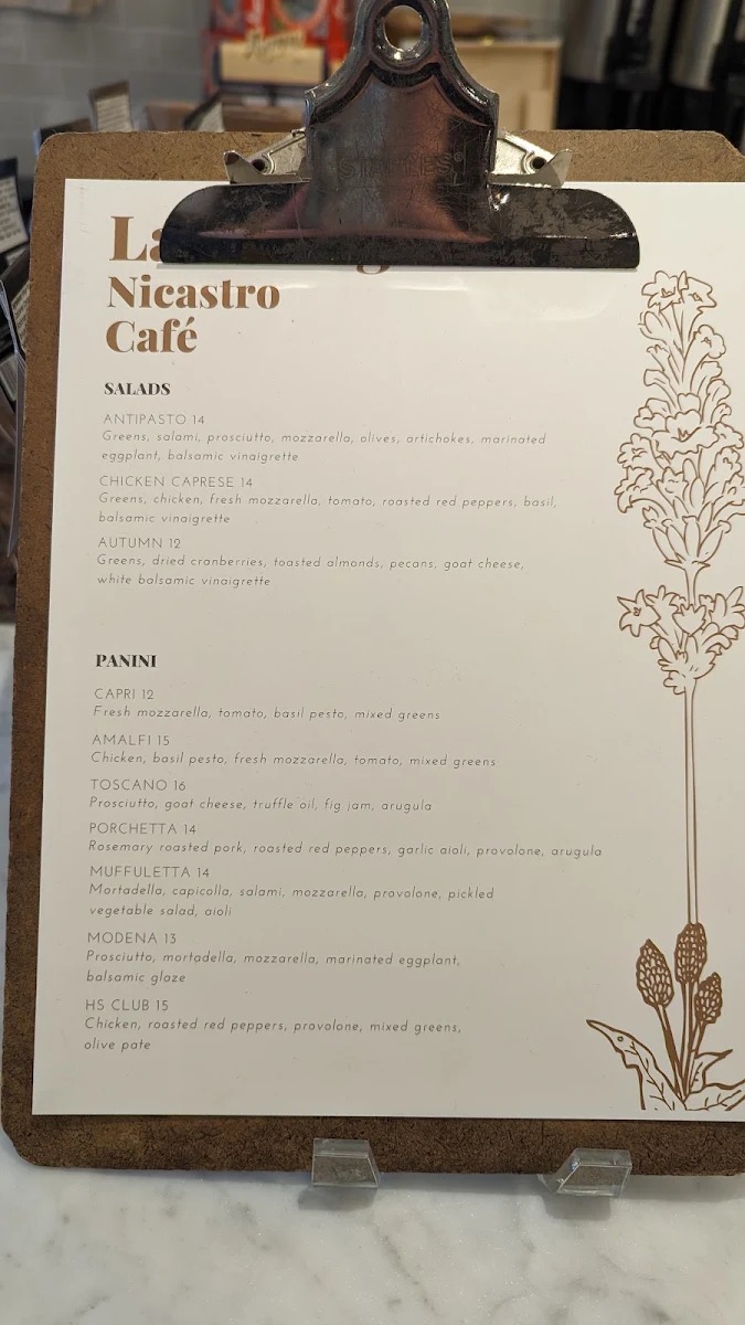 Menu, La Bottega Cafe - Inside Home Societe