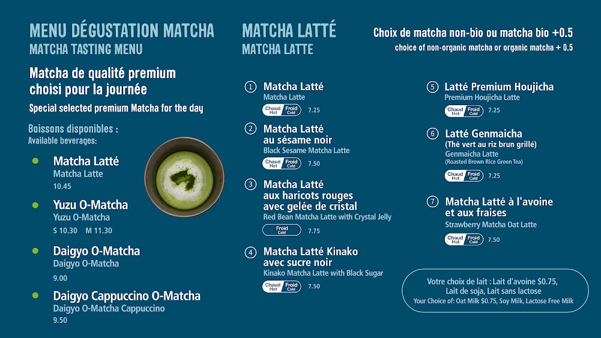 Menu, Daigyo Café St-Laurent