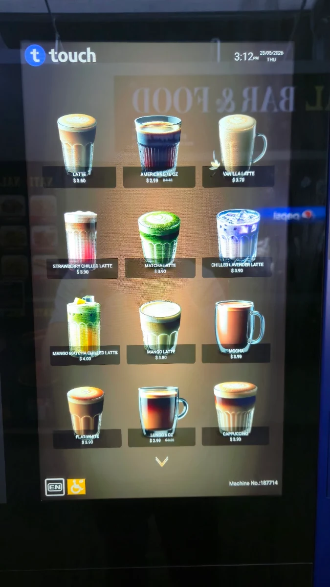 Menu, Touch Coffee Premium Smart Bar