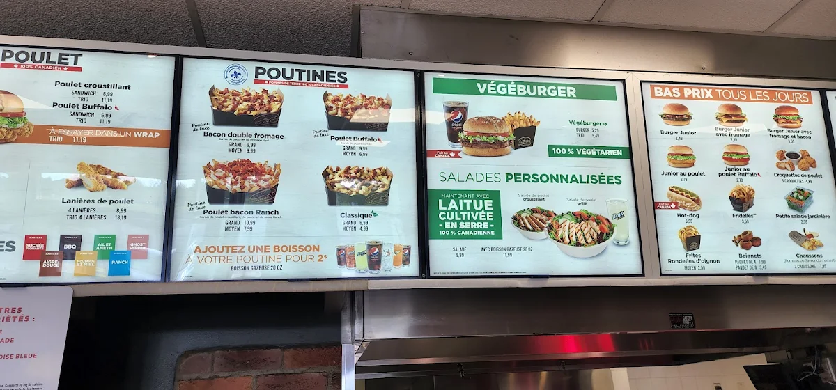 Menu, Harvey's
