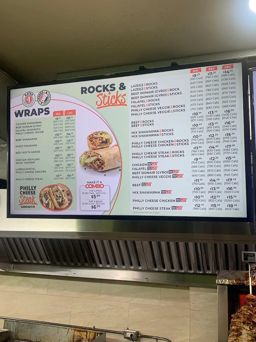 Menu, Lazeez Shawarma
