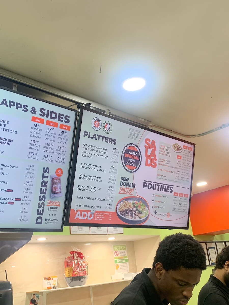 Menu, Lazeez Shawarma