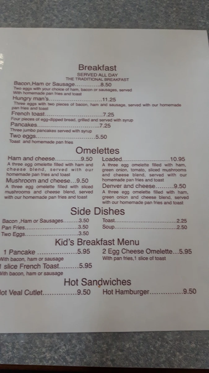 Menu, Mei's Kitchen