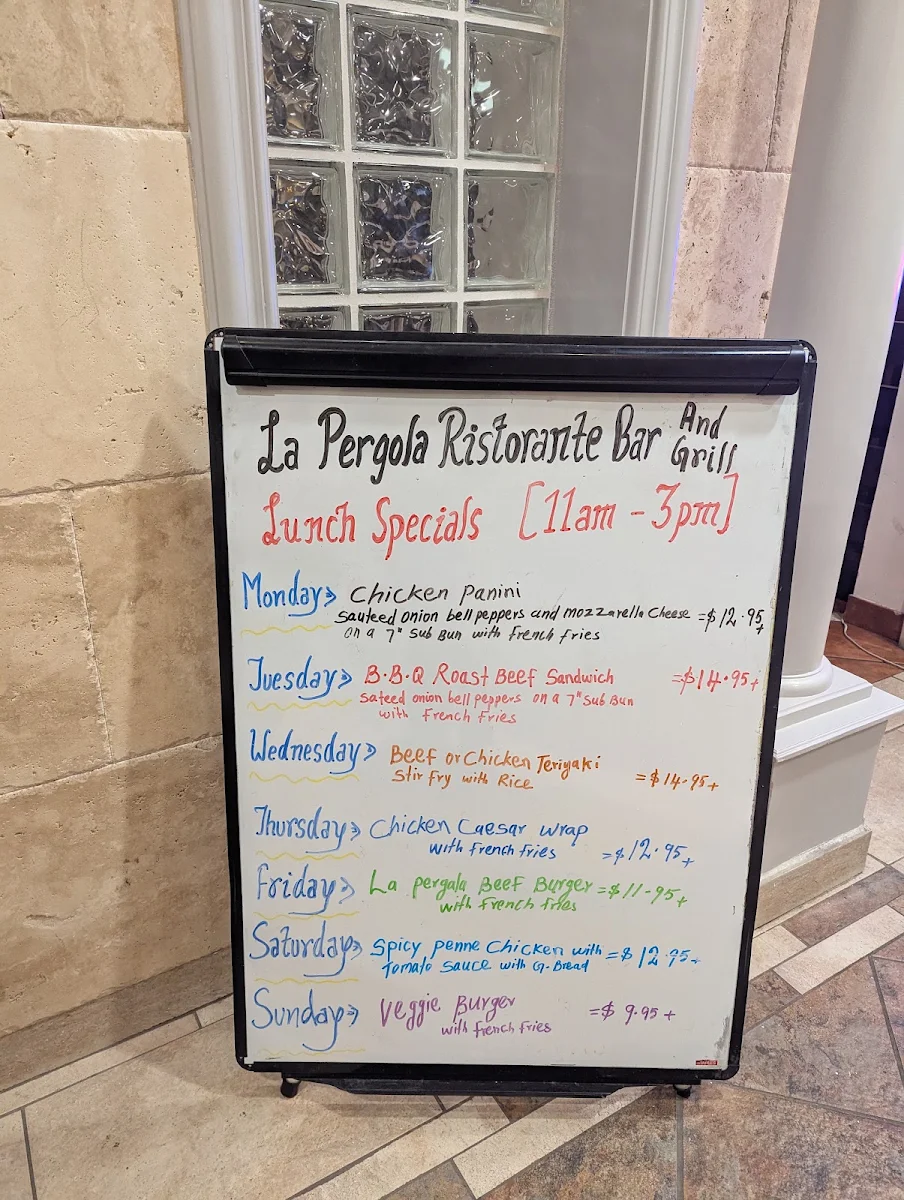 Menu, La Pergola Ristorante