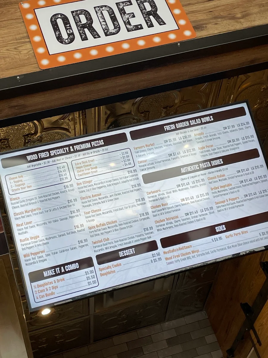 Menu, DoughBox Wood Fired Pizza & Pasta - Guelph