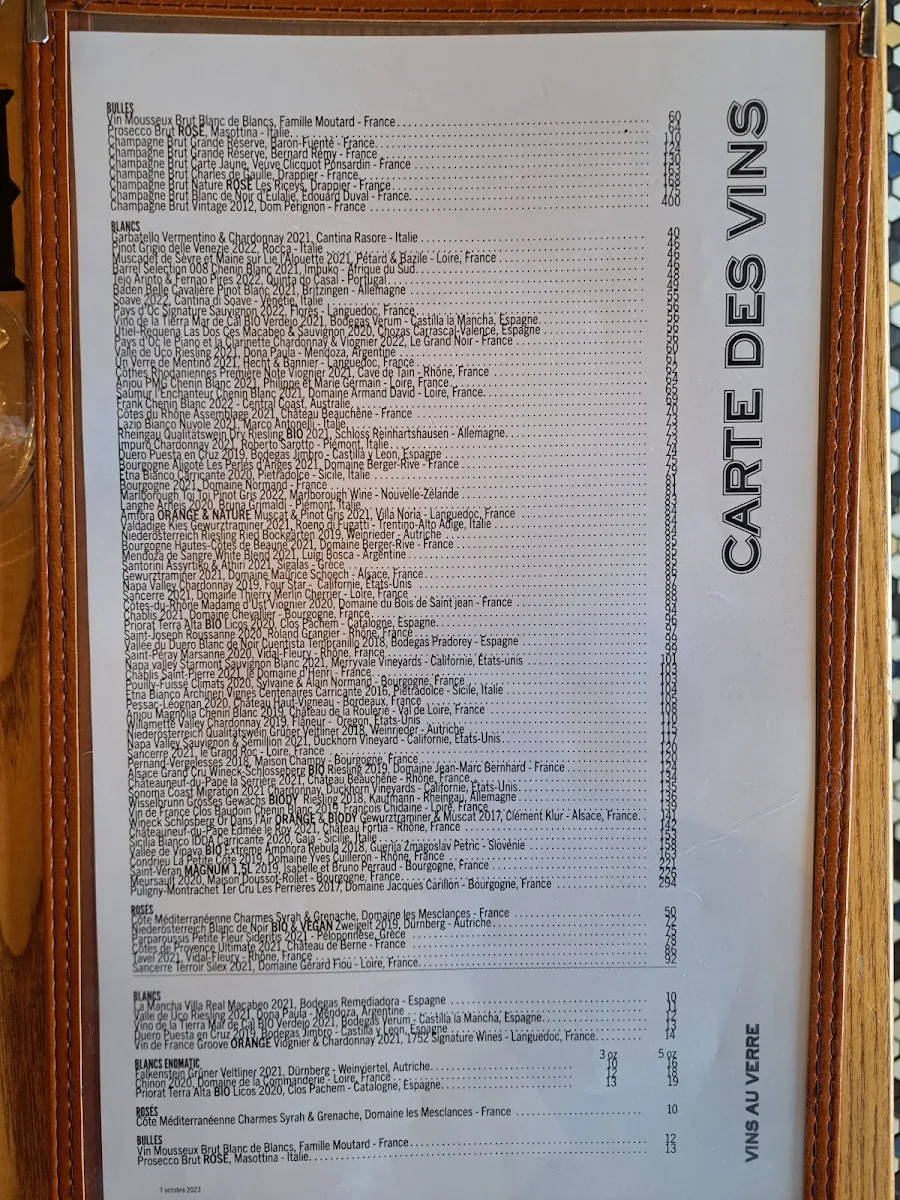 Menu, Chez Lionel - Laval