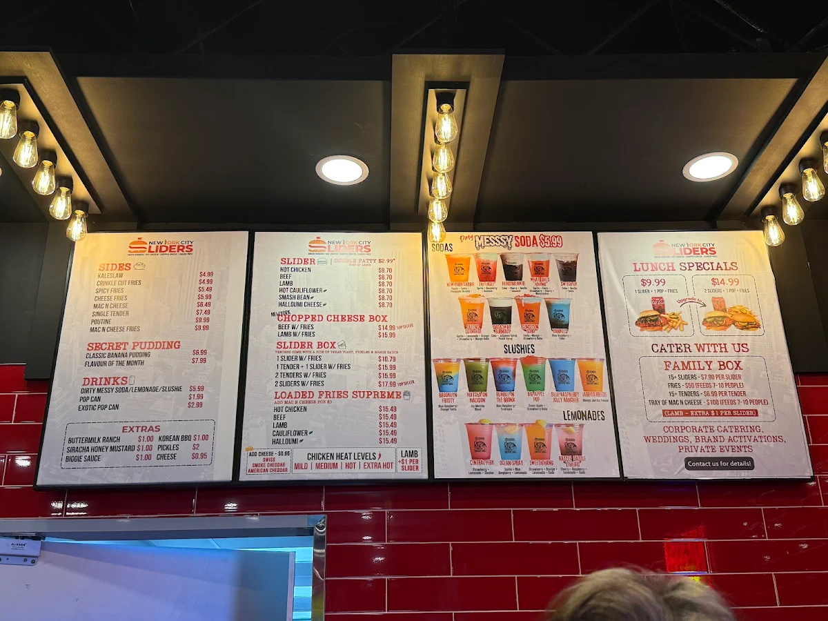 Menu, New York Sliders